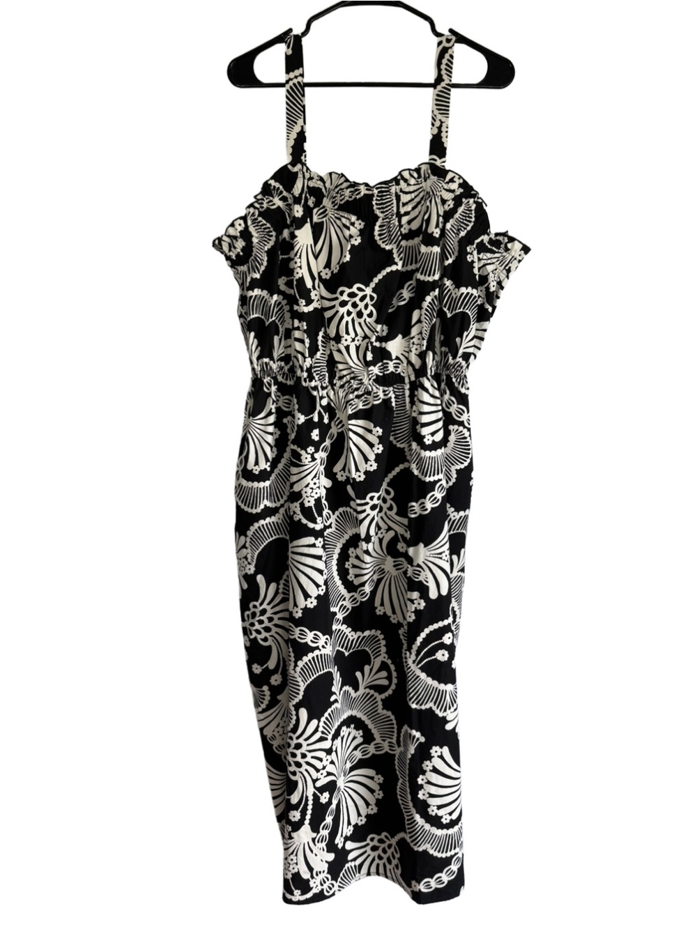 Banana Republic Factory B&W Poplin Elastic Floral-Print Midi Dress Size XXL NWT - Picture 2 of 8